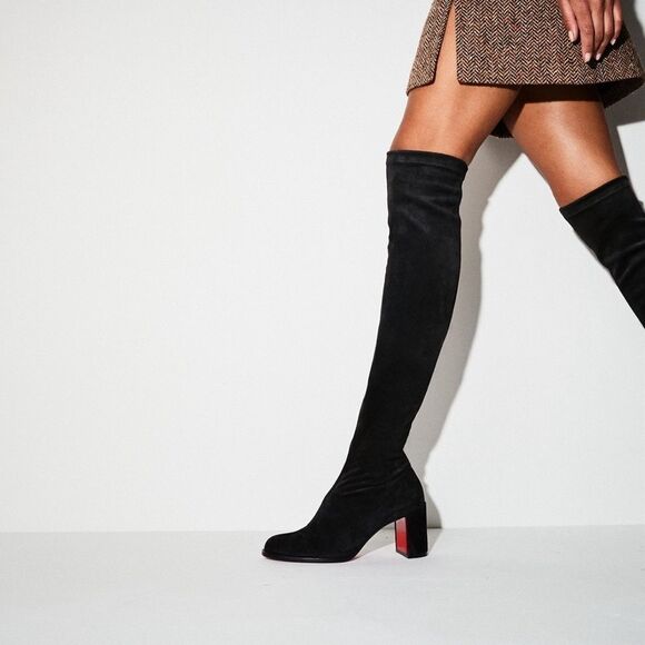 Christian Louboutin Black Stretchadoxa Botta Alta Suede Boots size 37 - Picture 3 of 16